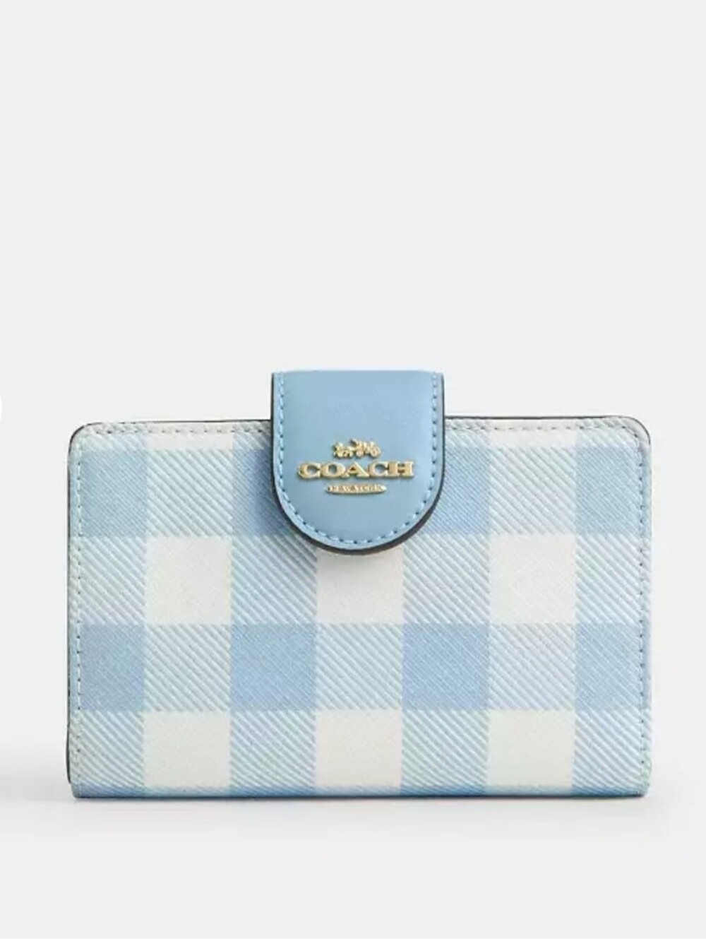 Coach Corner Zip Medium Wallet Gingham Print